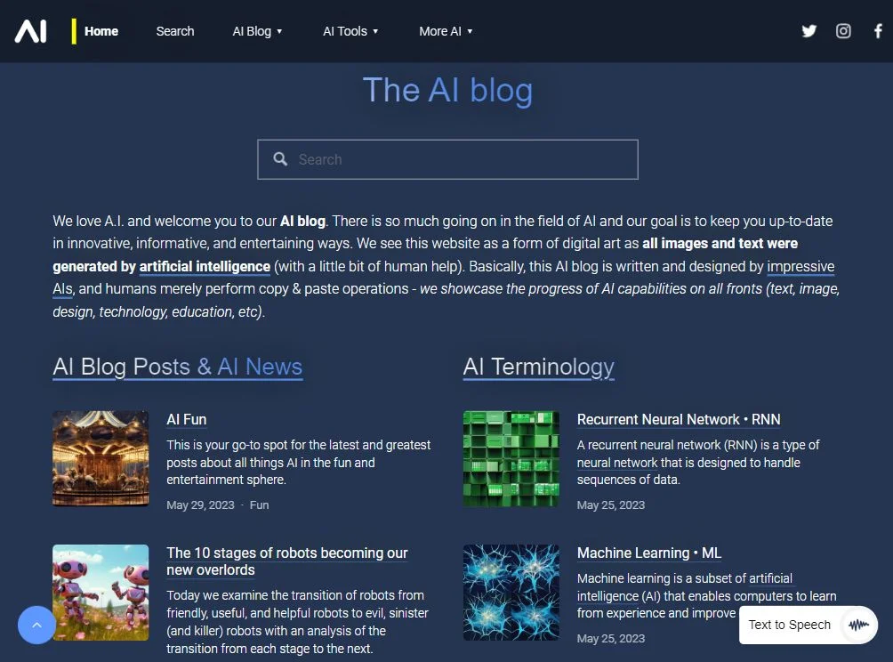 artificial-intelligence.blog homepage