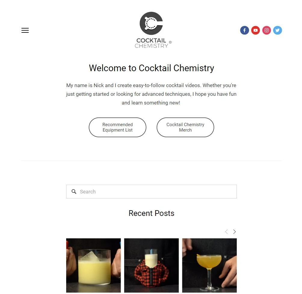 cocktailchemistrylab.com homepage