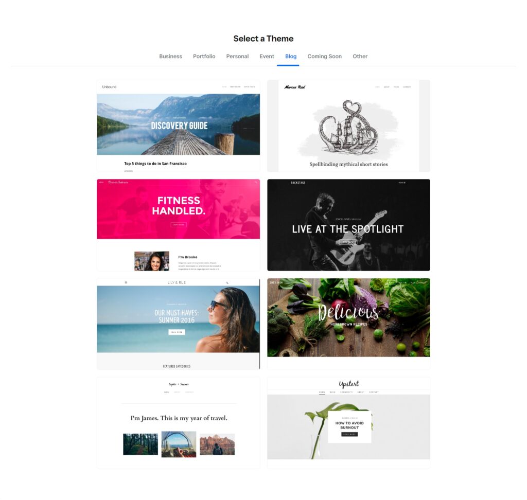 weebly choose blog template